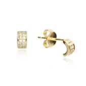Cercei argint placati cu aur galben semicerc cu pietre DiAmanti RE0737EY-AS